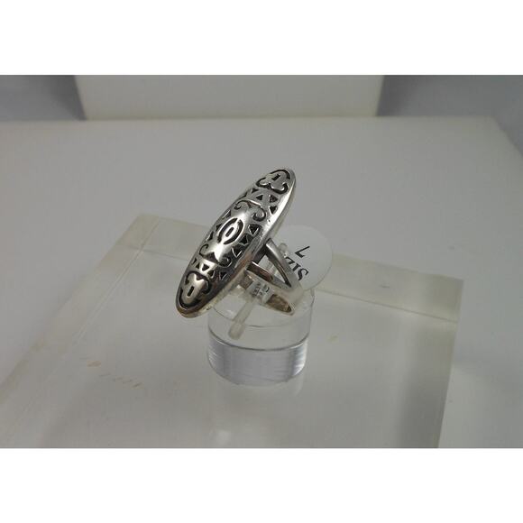 Handmade Tribal Band Ring in Sterling Silver, Size 7 Vintage Statement Jewelry - Picture 5 of 10